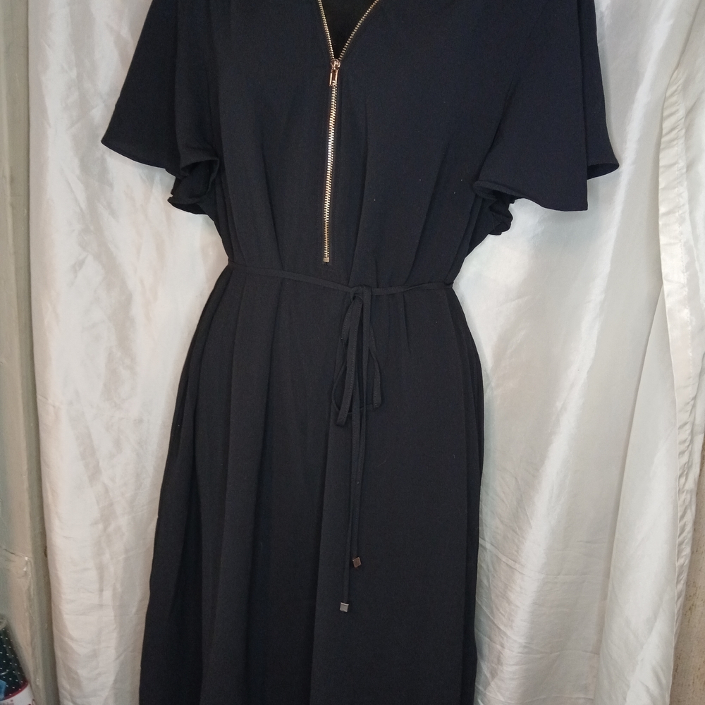 City Chic Black Dress with Gold Zipper